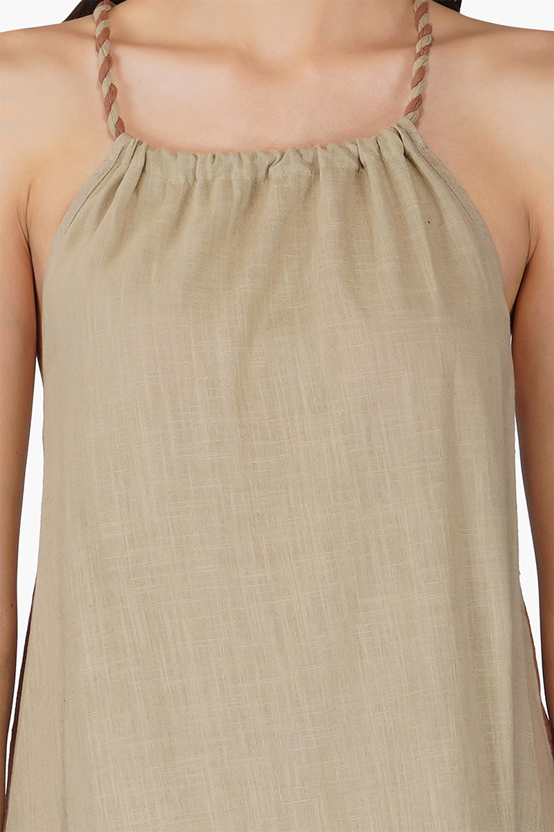 Sculpted Cotton Midi Dress - Sandstone Taupe main image 1