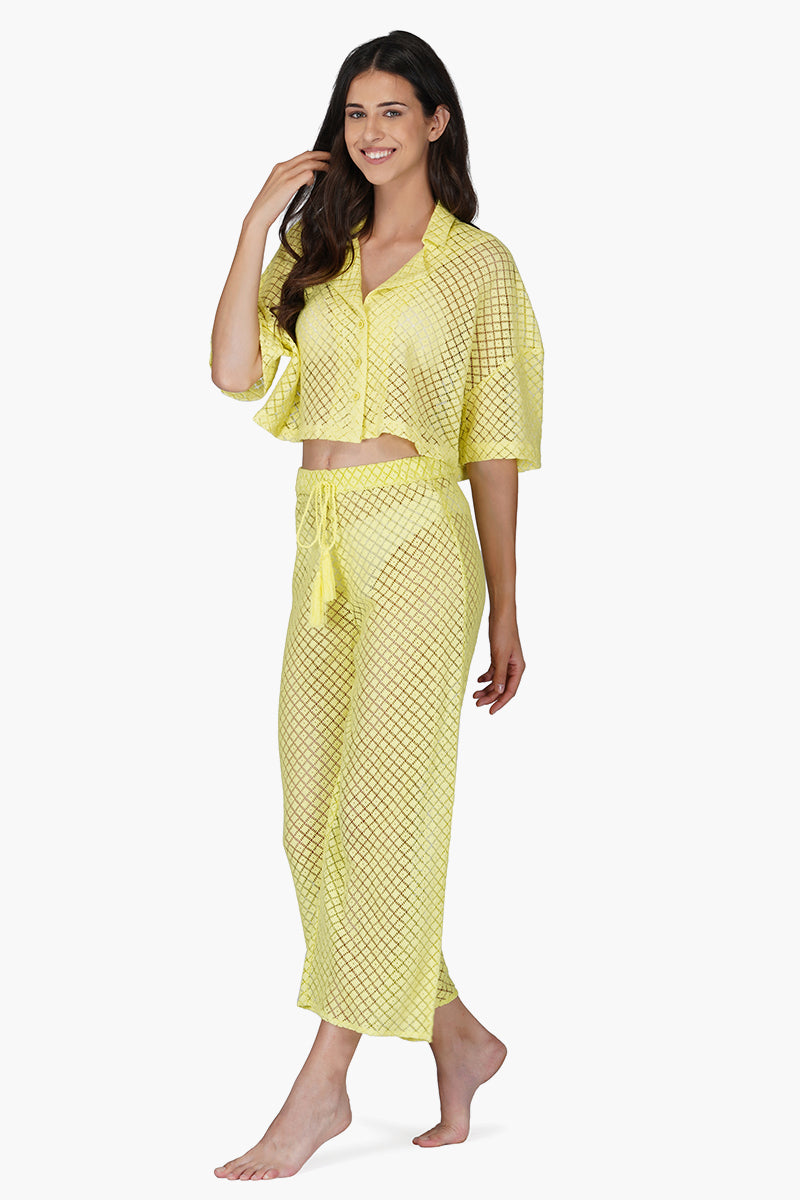 Lime Crochet Cover Up Pants