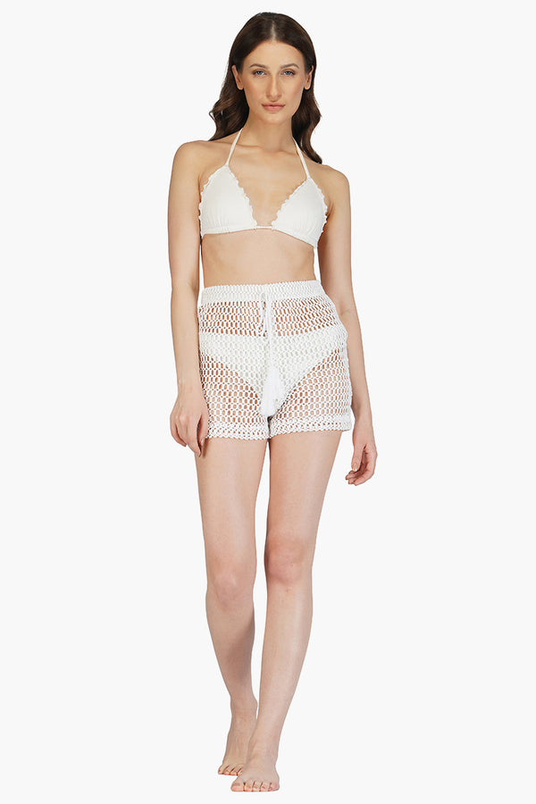 White Crochet Cover Up Shorts