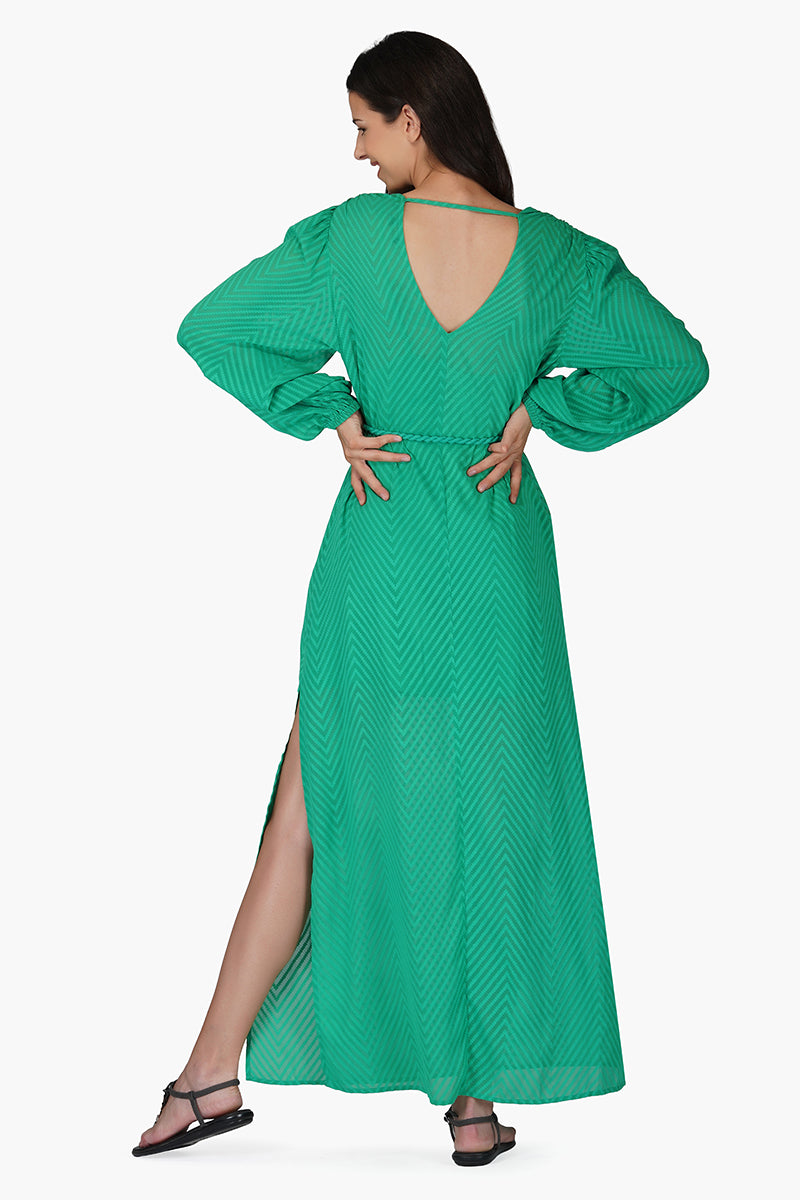 Emerald Chevron Maxi Dress