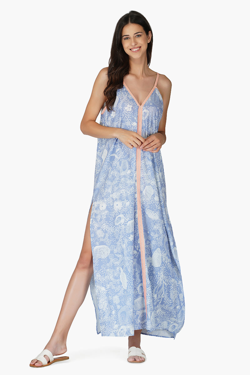 Seaside Light Blue Bubble Hem Dress