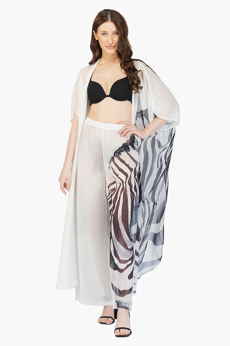 Zebra Chiffon Cover Up Pants