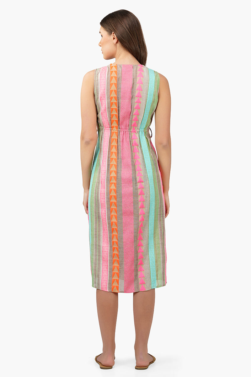 Dora Yarn Dyed Striped Midi Dress