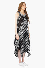 Lori Mexican Striped Hankerchief Hem Dress