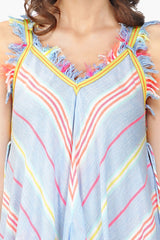 Samantha Striped Lace Hankerchief Hem Dress