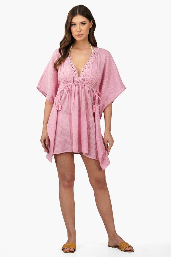 Wild Rose Cotton Lace Cover Up Kaftan