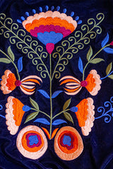 Twilight Blue Velvetine Embroidered Bomber Jacket