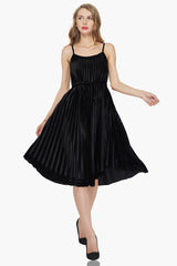 Moonless Night Pleated Velvet Dress