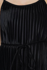 Moonless Night Pleated Velvet Dress