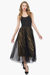 Golden Haze Pleated Net Pants