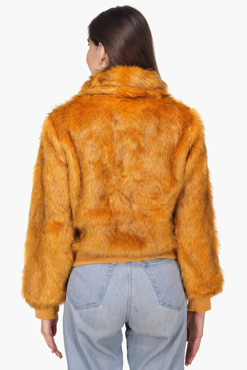 Golden Fox Faux Fur Bomber Jacket