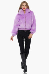 Lavender Lover Faux Fur Bomber Jacket