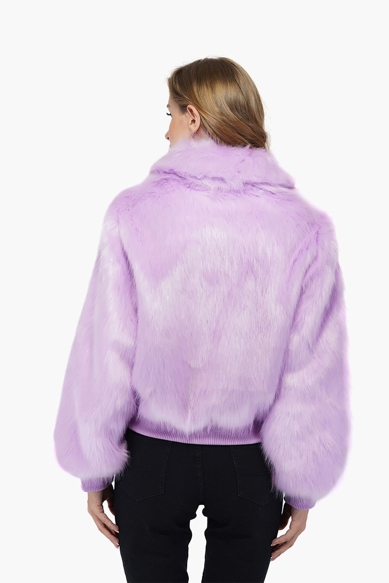 Lavender Lover Faux Fur Bomber Jacket