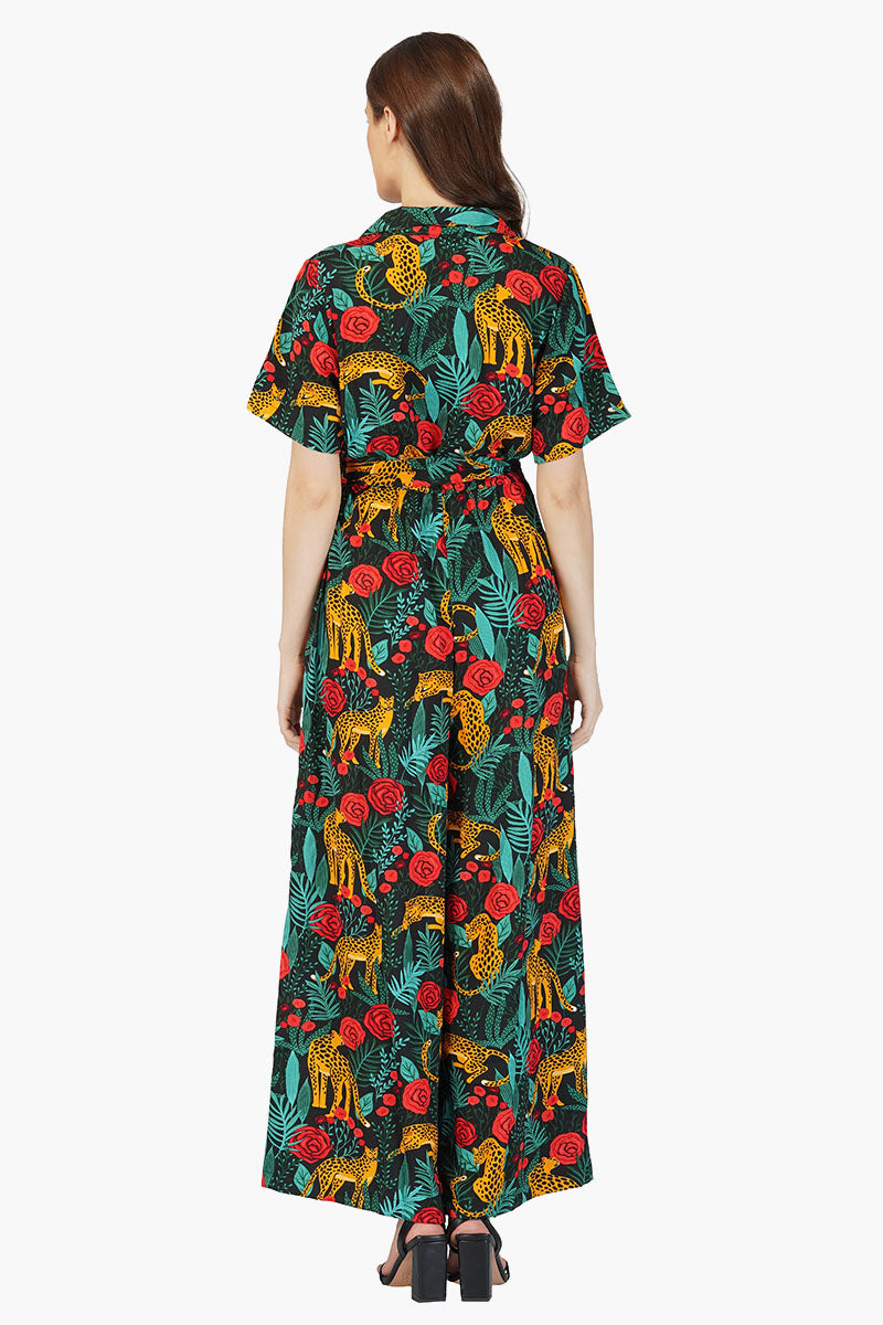 Jaguar Paradise Black Animal Print Jumpsuit | America & Beyond