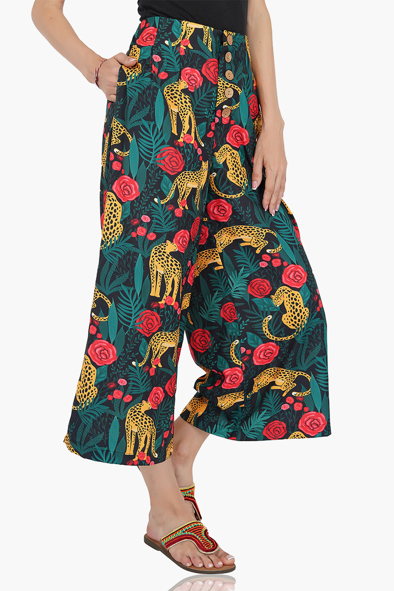 Jaguar Paradise Wide Leg Pants - Boho Fashion – America & Beyond