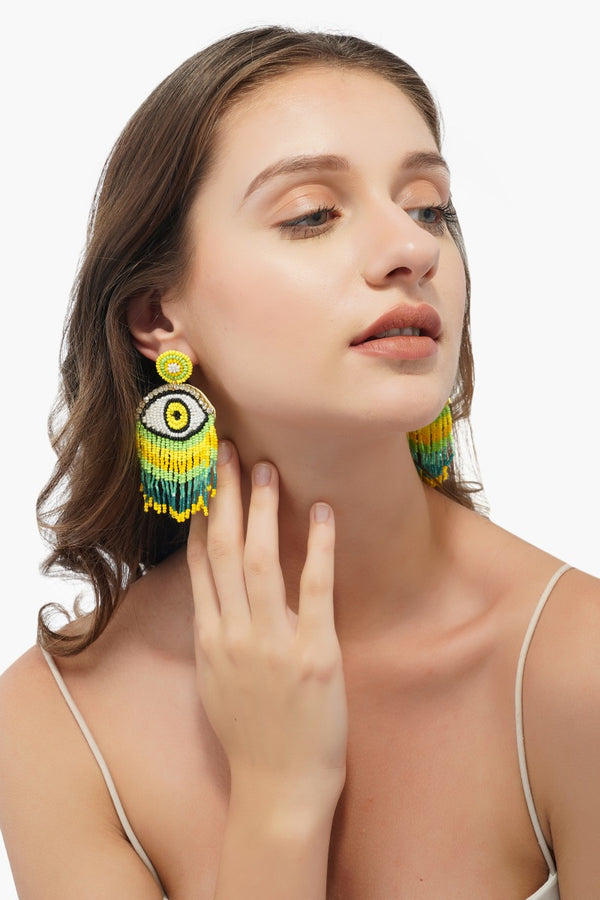 Sunny Lime Evil Eye Earrings