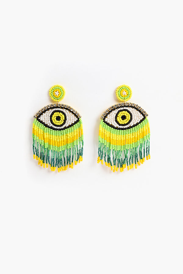 Sunny Lime Evil Eye Earrings