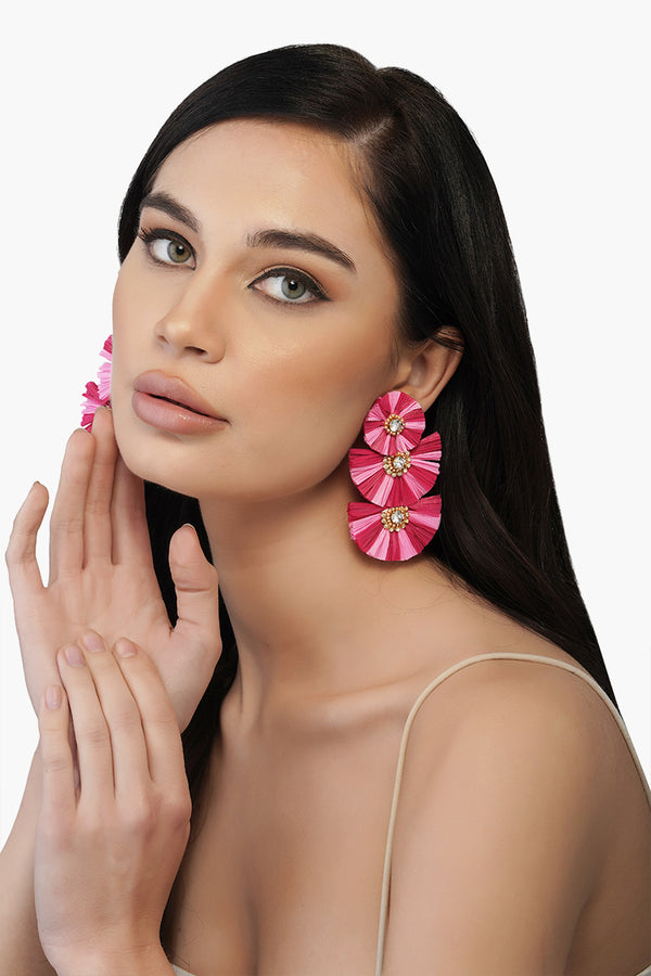 Midnight Butterfly Raffia Earrings