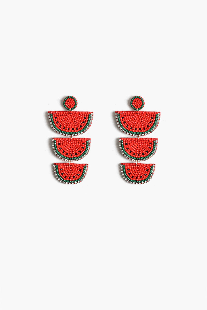 Watermelon Beaded Earrings