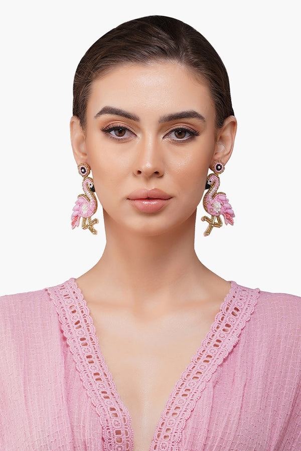 Flamingo Beaded Earrings