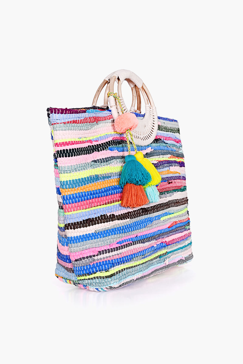 Rainbow Handwoven Tote With Tassel