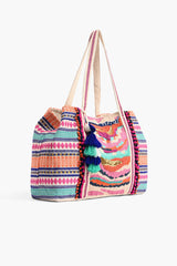 Marigold Stripe Hand Embellished Tote