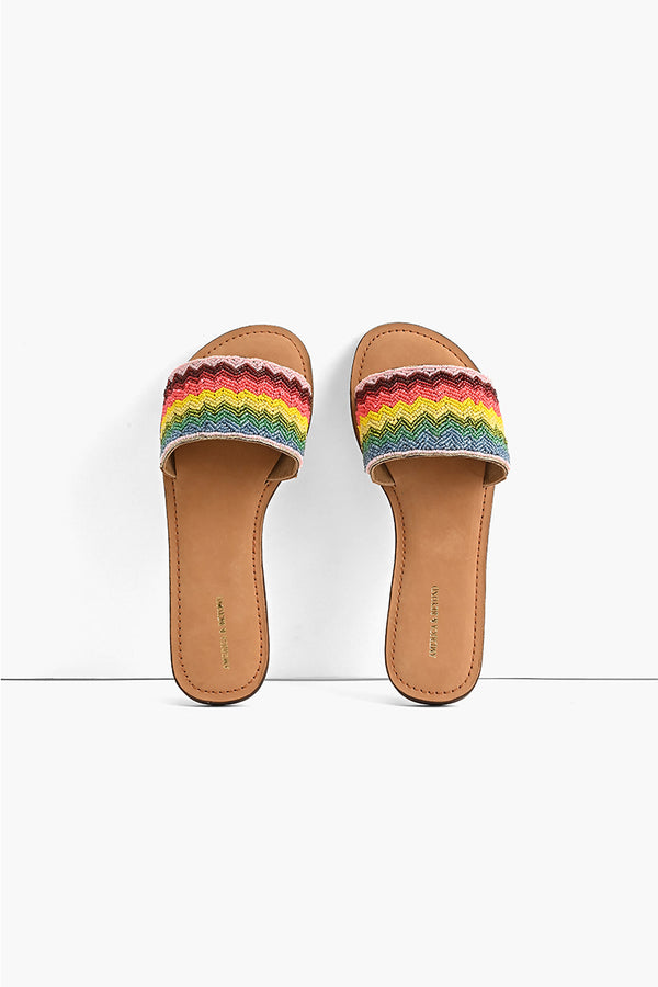 Field of Dreams Beaded Slide Sandals