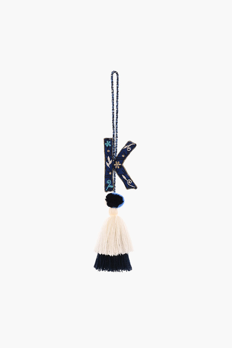 Blue Boho Tassel with Alphabet Hanging